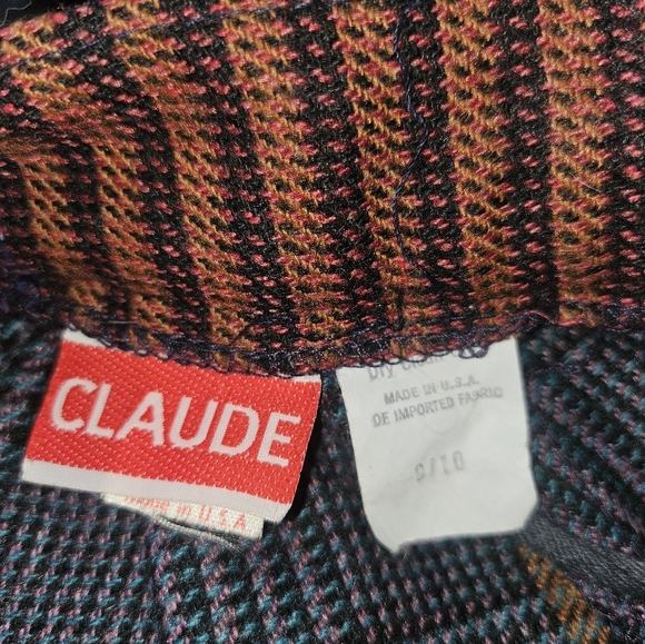 Claude Vintage A-Line Pleated Multicolored Plaid Wool Blend Midi Skirt Size 9/10 - Picture 3 of 7
